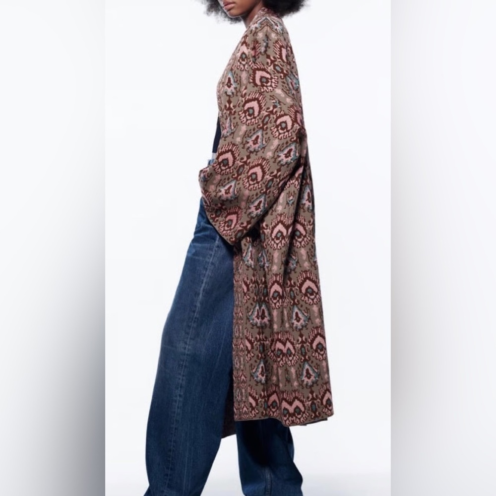NWT Zara Special Edition Jacquard knit kimono jacket sz sm - Picture 6 of 13